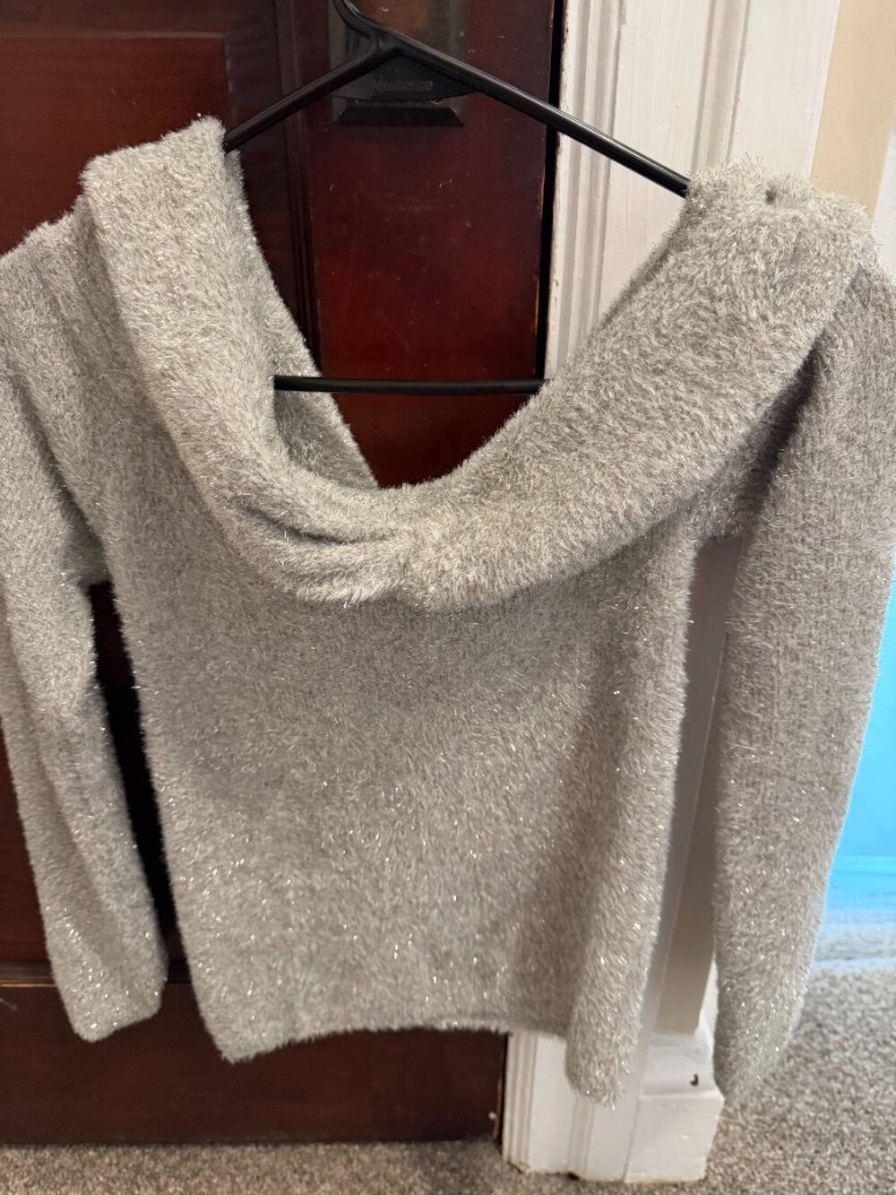 Loft Shimmer Twist Off The Shoulder Sweater